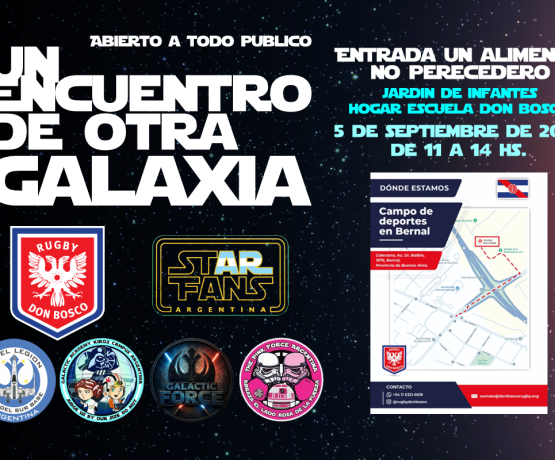 Folleto del evento Un Encuentro de Otra Galaxia — Don Bosco Rugby, 5 de septiembre de 2026